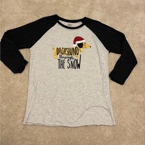Dachshund Christmas Raglan Tee